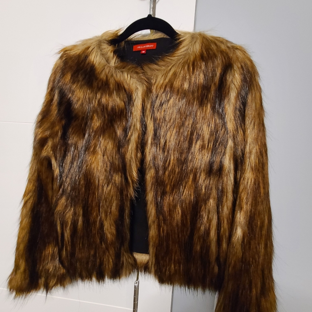 Elegant Faux Fur Jacket in Rich Brown